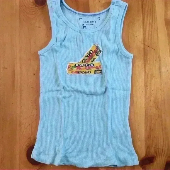Old Navy ribbed tank Dots Candy sewn on patch girl S new - Picture 2 of 3